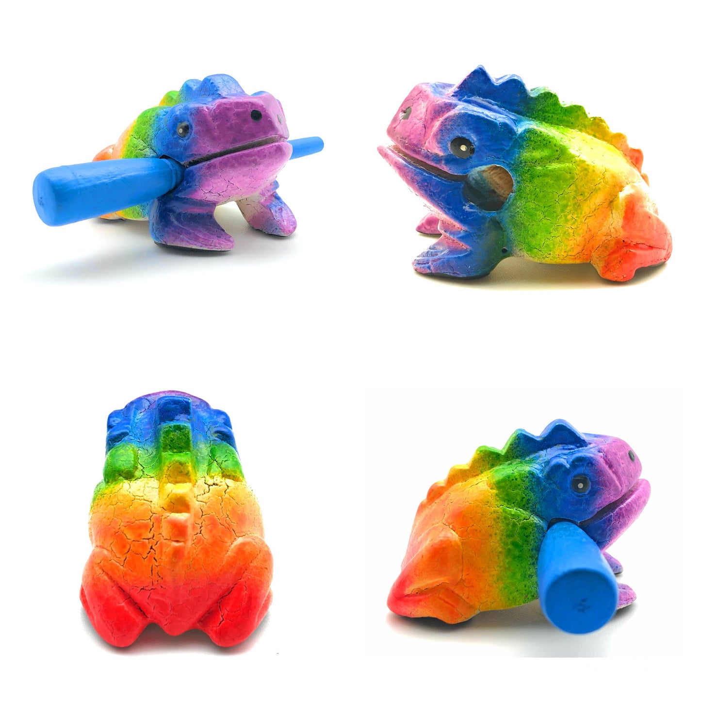 1.5 inch Rainbow Wooden Croaking Frog Drum