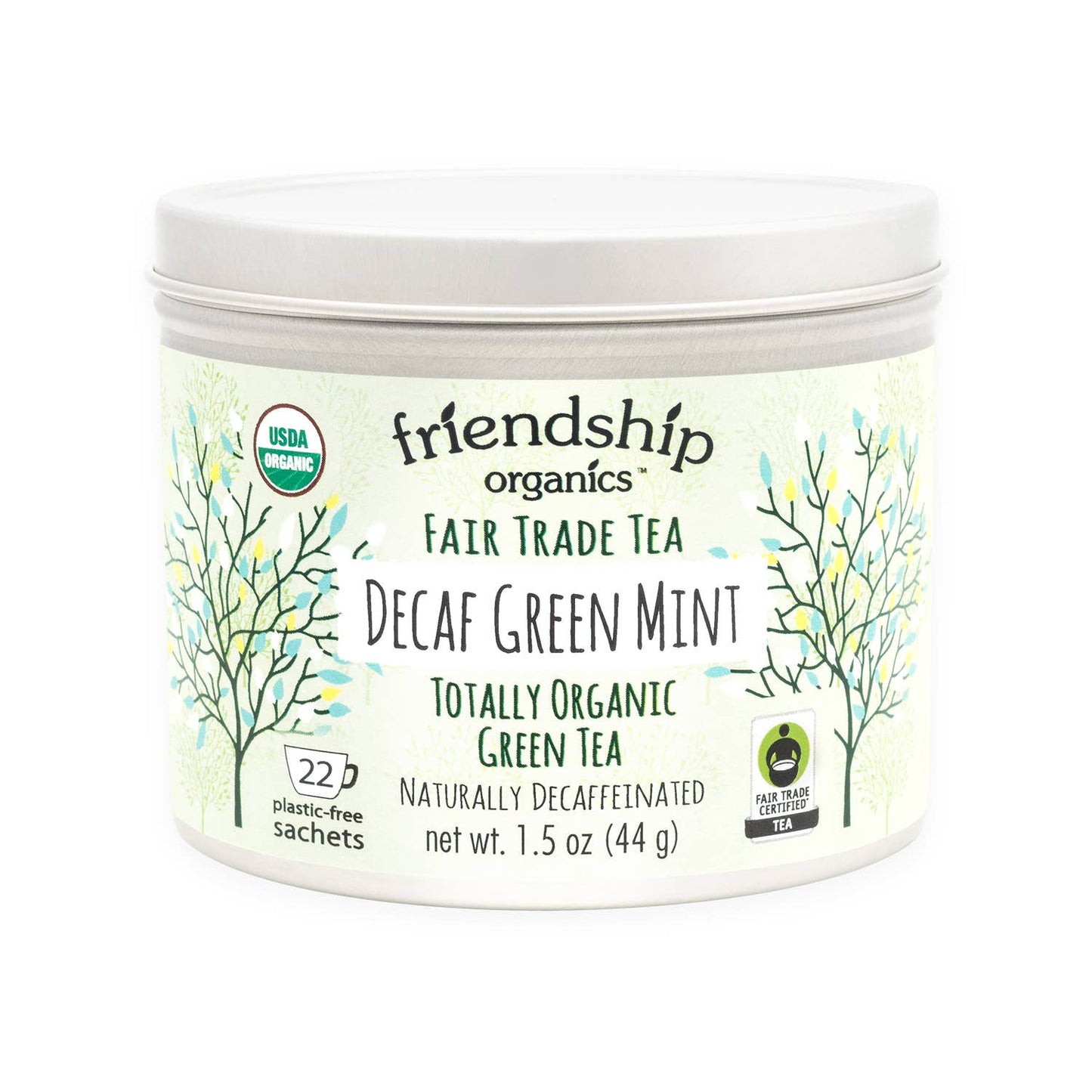 Decaf Green Mint Tea, Organic and Fair Trade Certified Tin