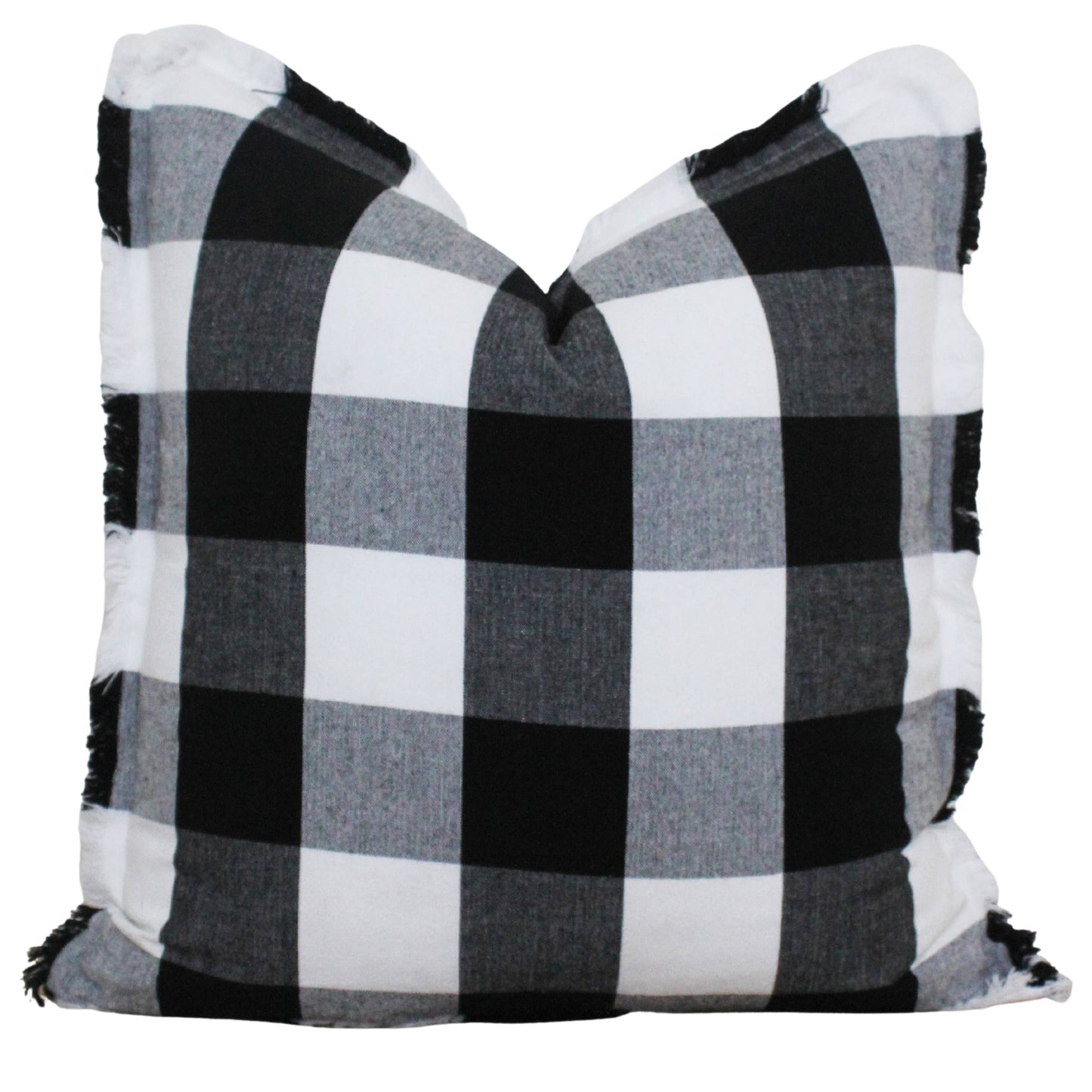 Buffalo Check Fringe Pillow Cover