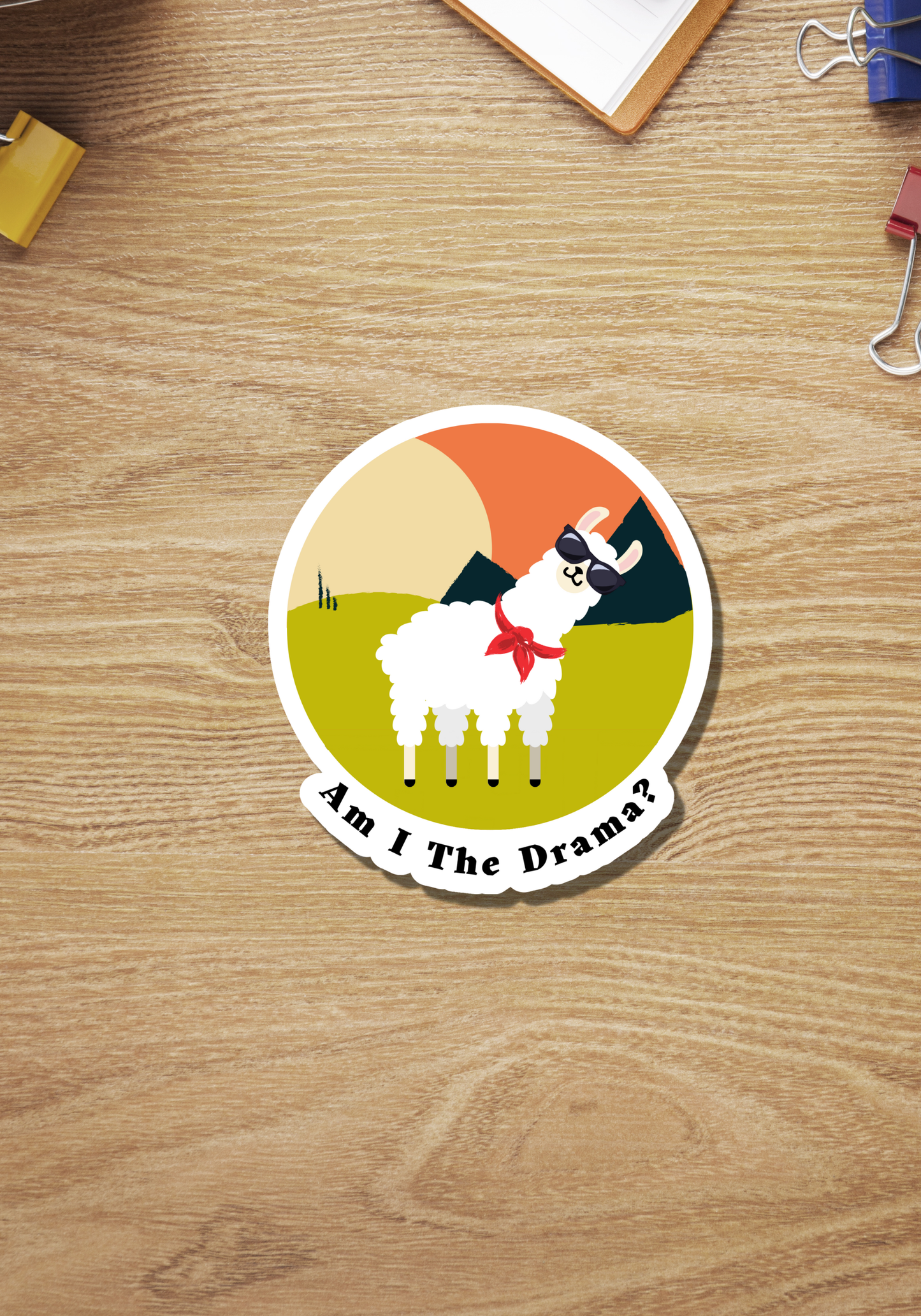 Funny Drama Llama Sticker, Am I The Drama Sticker, Pun Stick