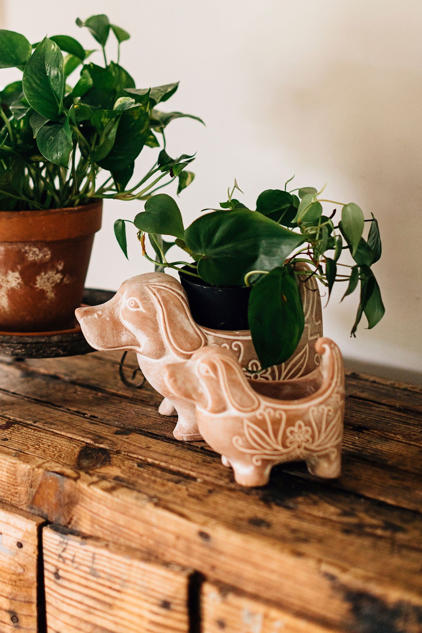 Terracotta Dog Planter
