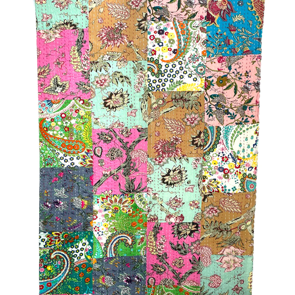 Cotton Patchwork Kantha Bedspread