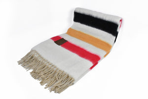 Alpaca Blanket Striped Fringed Classic Vintage