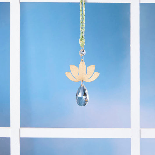 Lotus Brass Crystal Sun Catcher