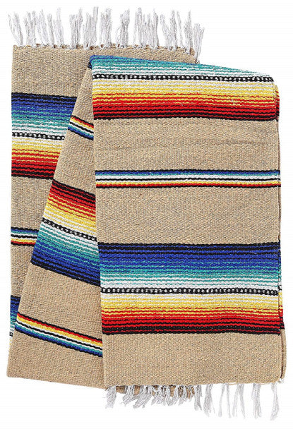Sarape Cotton Heavy Weave Striped Yoga Roll Blanket