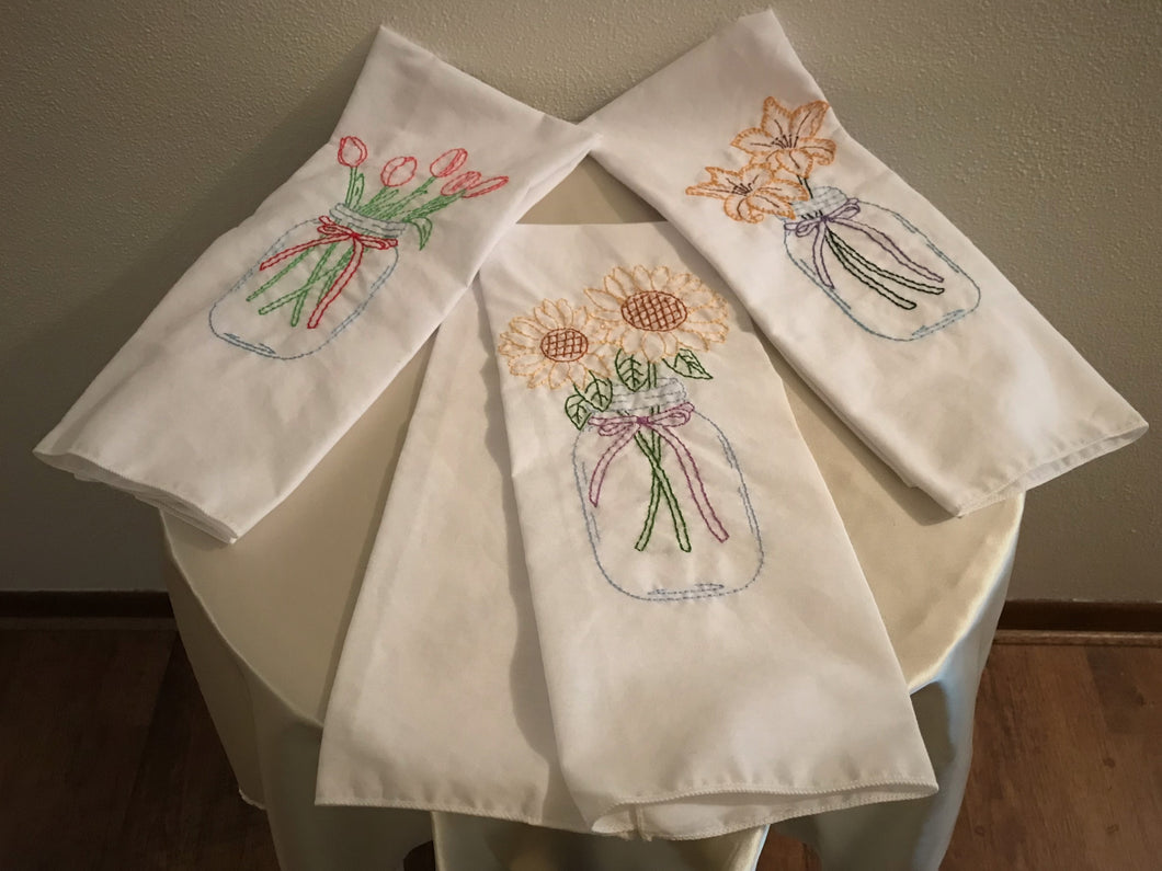 Hand-embroidered Tea Towel