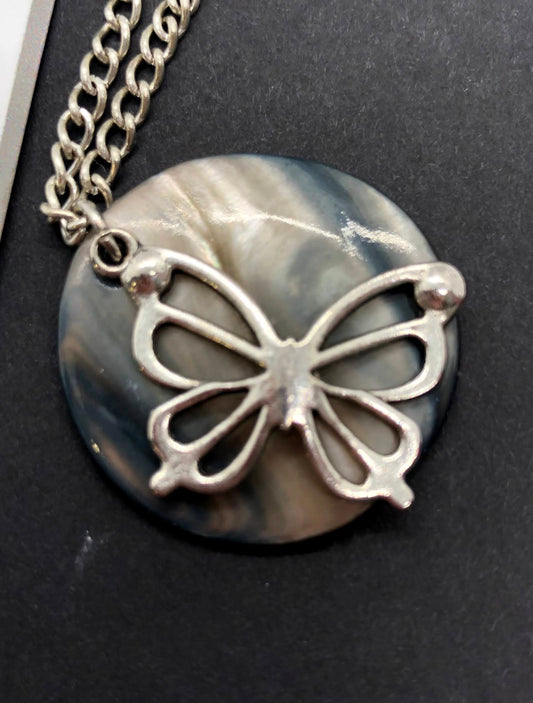 Liza Paizis Butterfly MOP Pendant Necklace