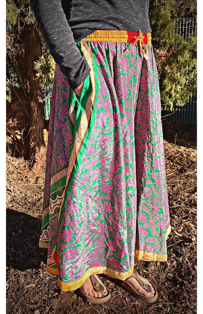 Recycled Sari Round Flare Skirt