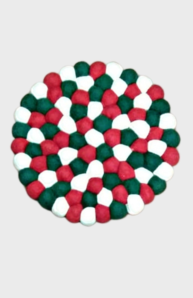 Felt Ball Trivet - Xmas
