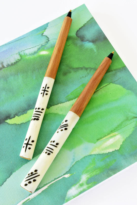 White Cow Bone and Wild Olive Wood Ink Pen