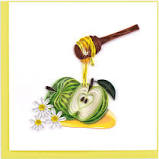 Load image into Gallery viewer, Quilled Rosh Hashanah Apples &amp; Honey Greeting Card
