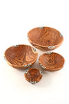 Wild Olive Wood Bowls with Dyed Bone Inlay
