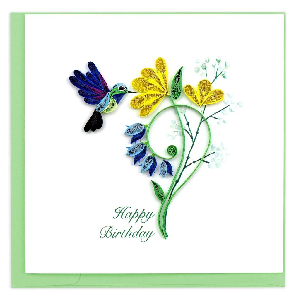 Quilled Birthday Hummingbird Greeting Card