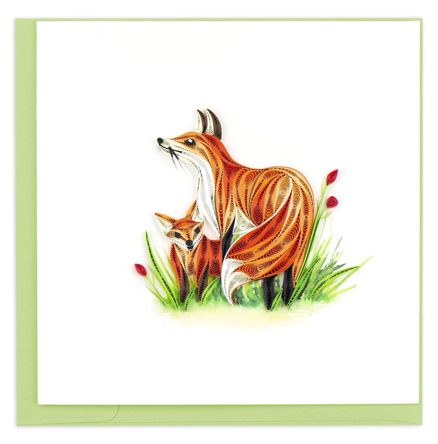 Quilled Fox & Cub Greeting Card