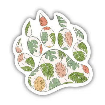 Multicolor Plant Bear Paw Print