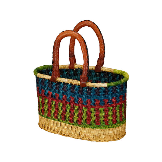 G-141 Small Oval Basket w/ Leather Handles