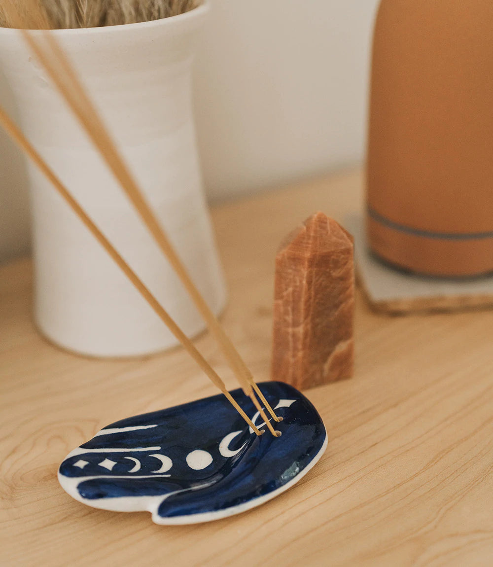 Jalini Indigo Incense Holder - Indukala Hamsa