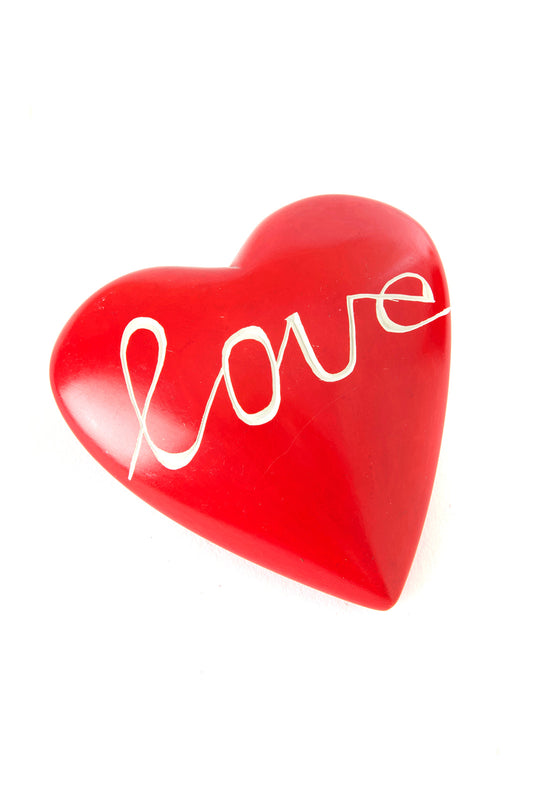Cursive Love Soapstone Heart Red