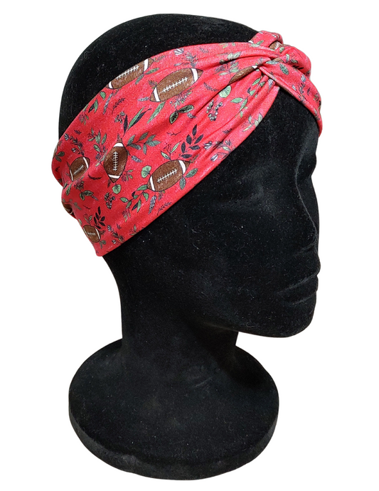 Red w/ footballs Headband