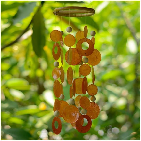 Capiz Chime with Wood, Small