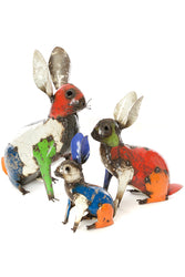 Colorful Recycled Oil Drum Rabbit Sculpture - Small