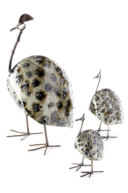 Recycled Metal Guinea Fowl Bird from Zimbabwe