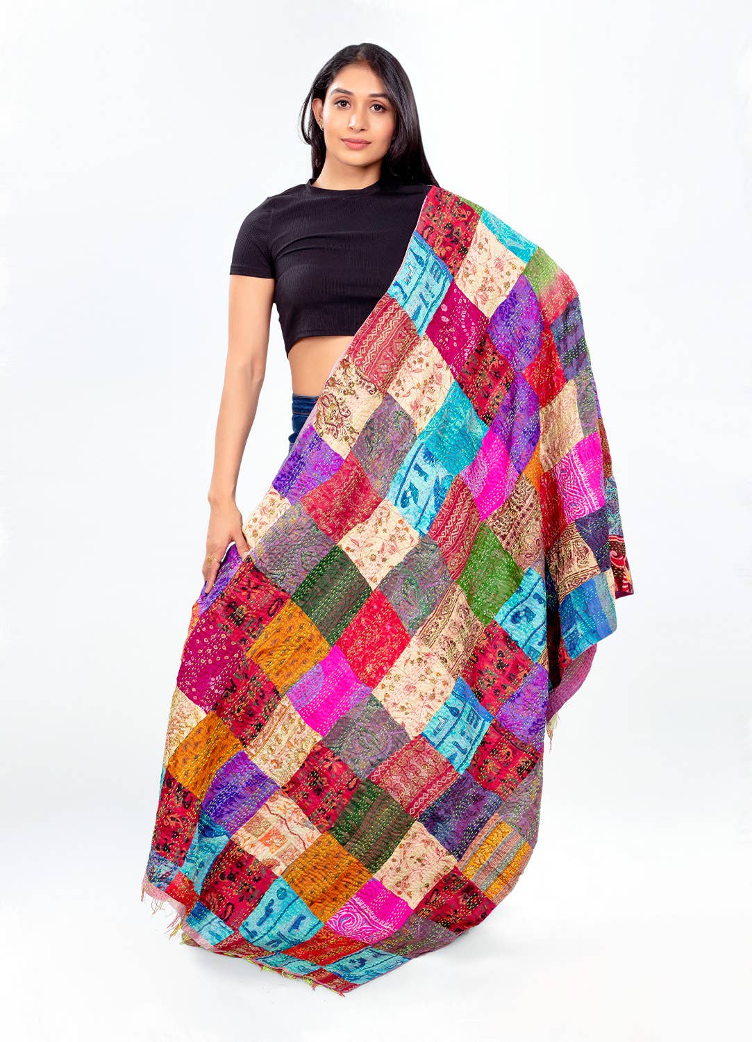 Kantha Silk Sari Patchwork Throws