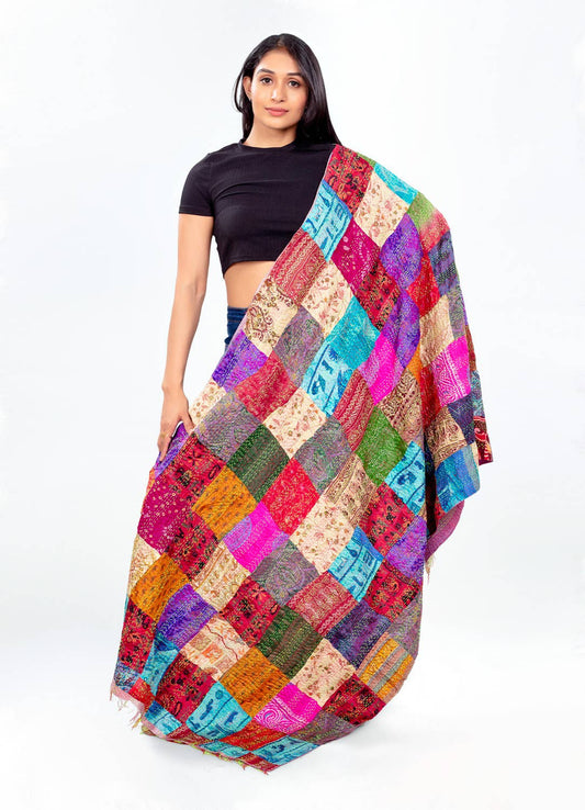 Kantha Silk Sari Patchwork Throws