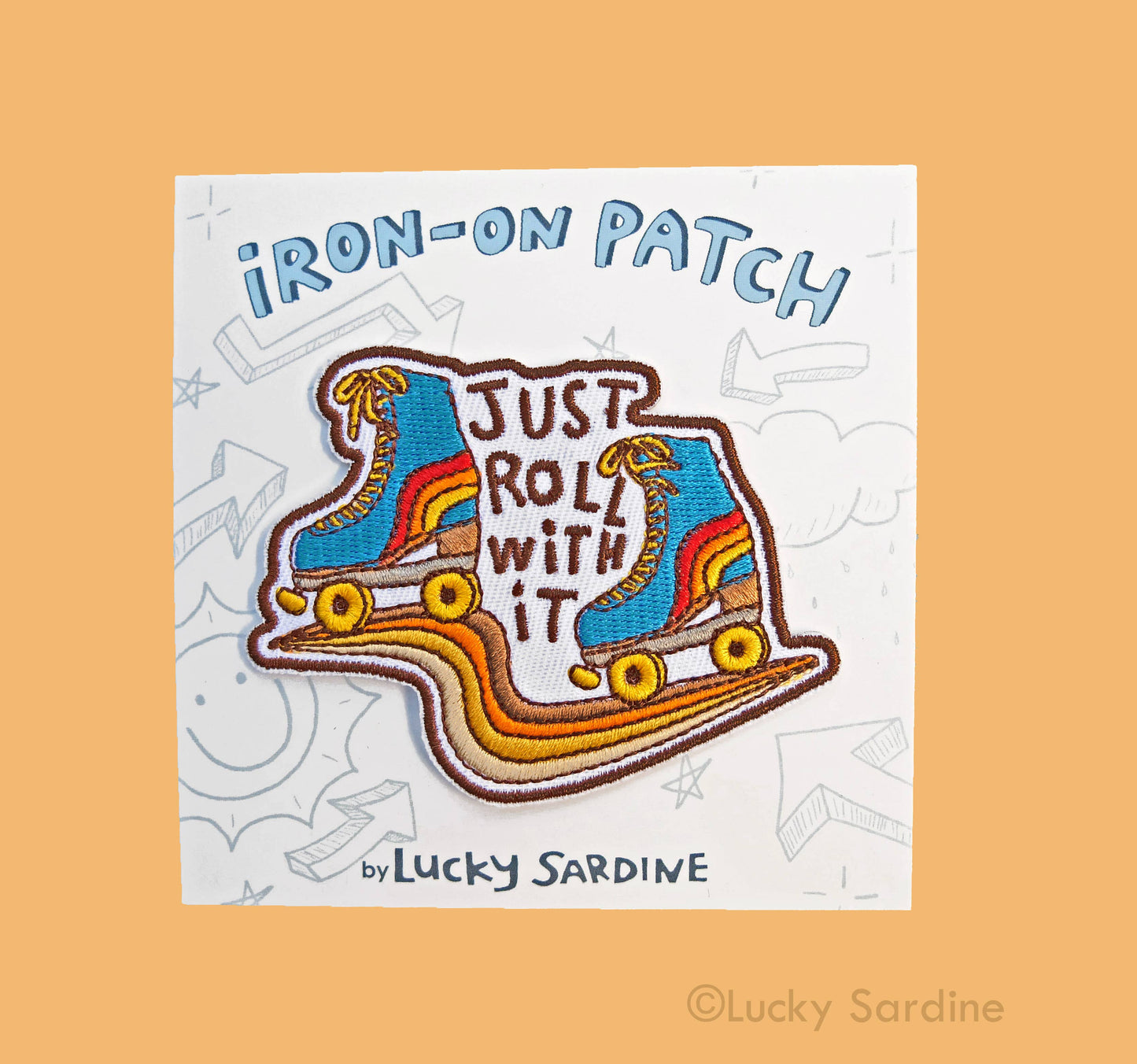 Roller Skate, Retro Roll With It, Embroidered Iron-On Patch