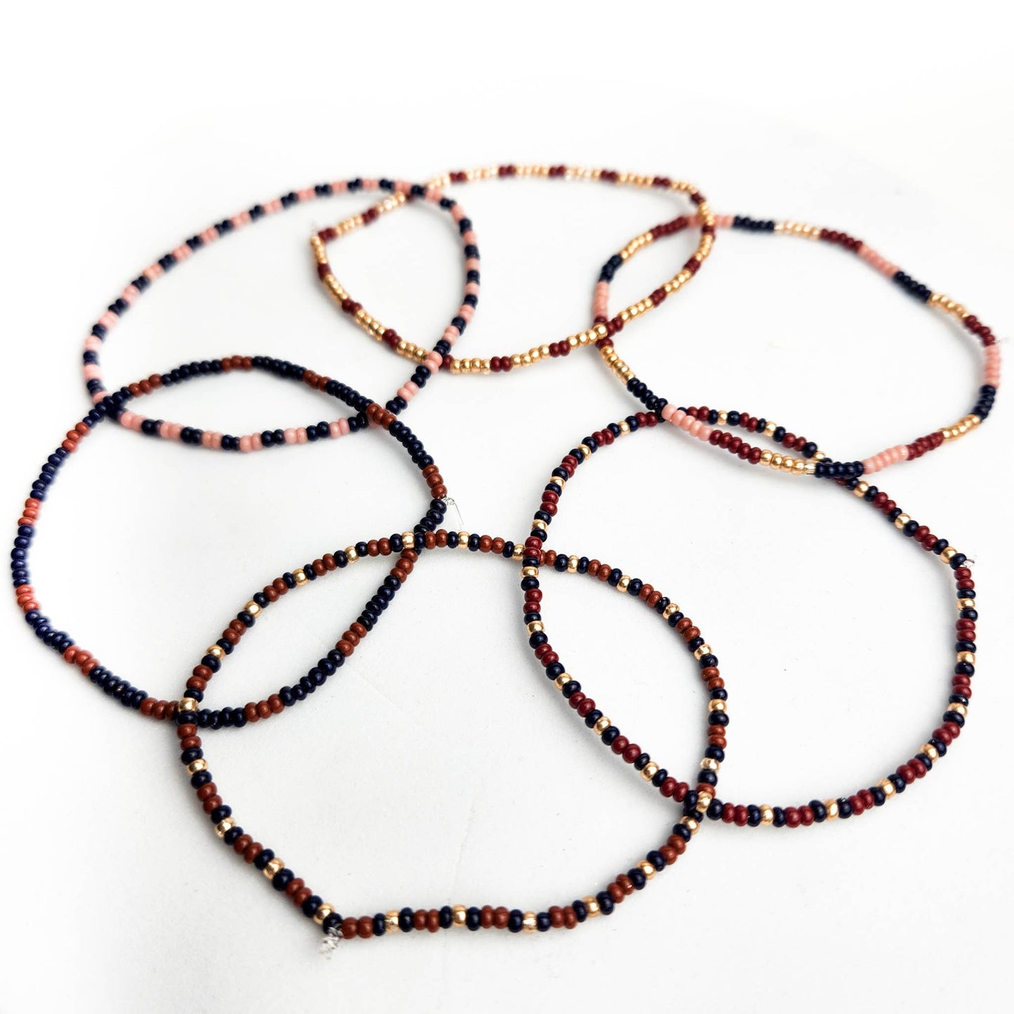 Sangria Seed Bead Bracelets - Set of 6 strands