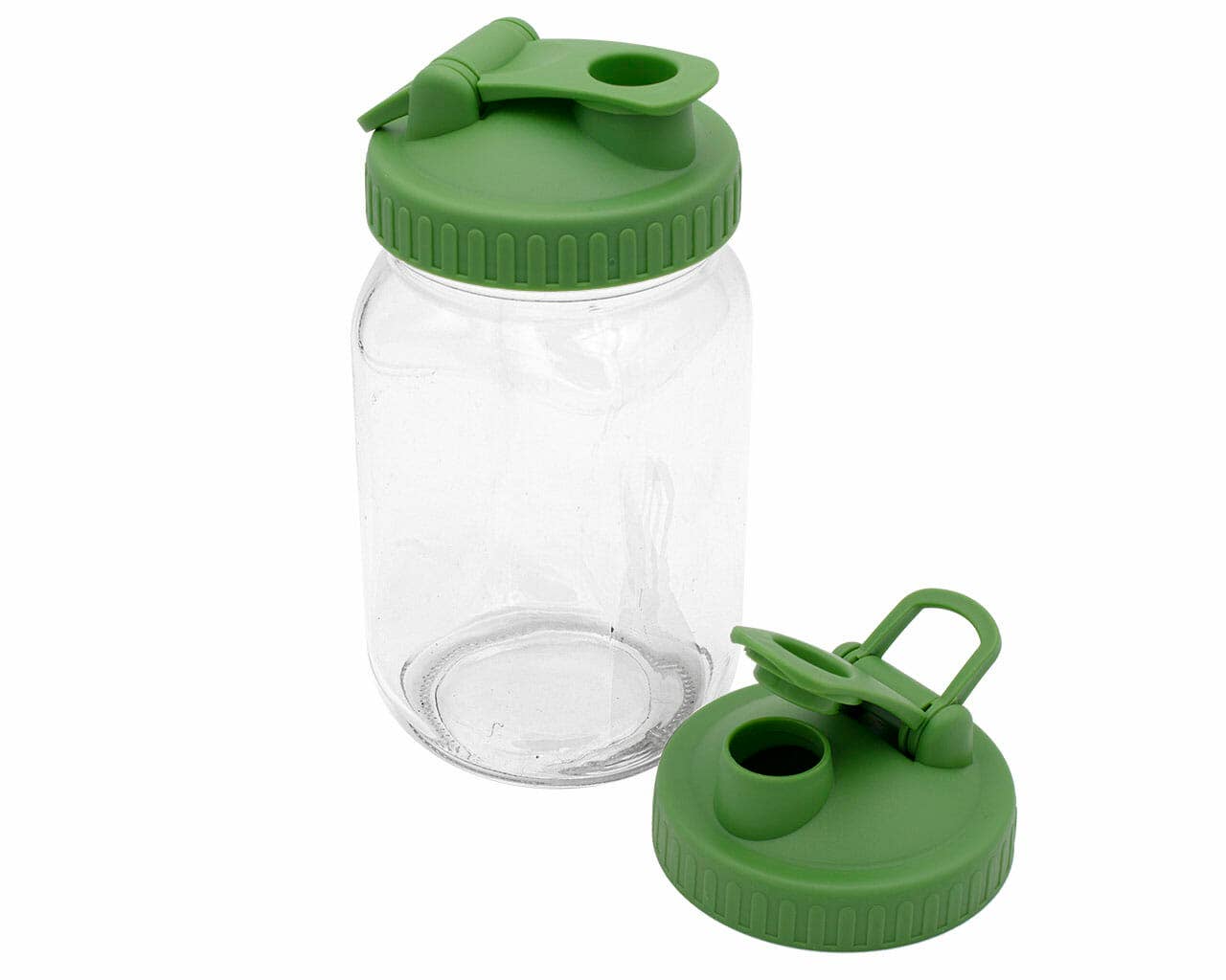 Pour & Store Shaker Lid w/ Carry Loop for Mason Jars: Leaf green / Wide mouth / Updated