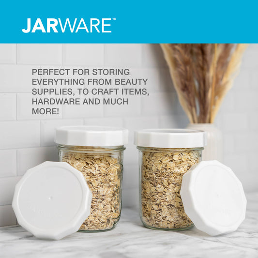 Jarware White Mason Jar Lids, Set of 4 Wide Mouth