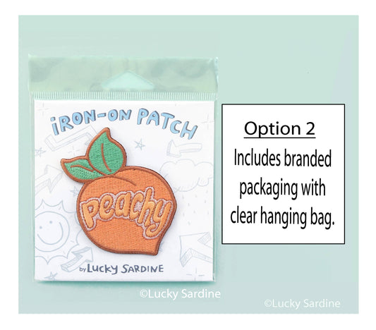 Peachy Retro 70s & 80s, Peach Embroidered Iron-On Patch