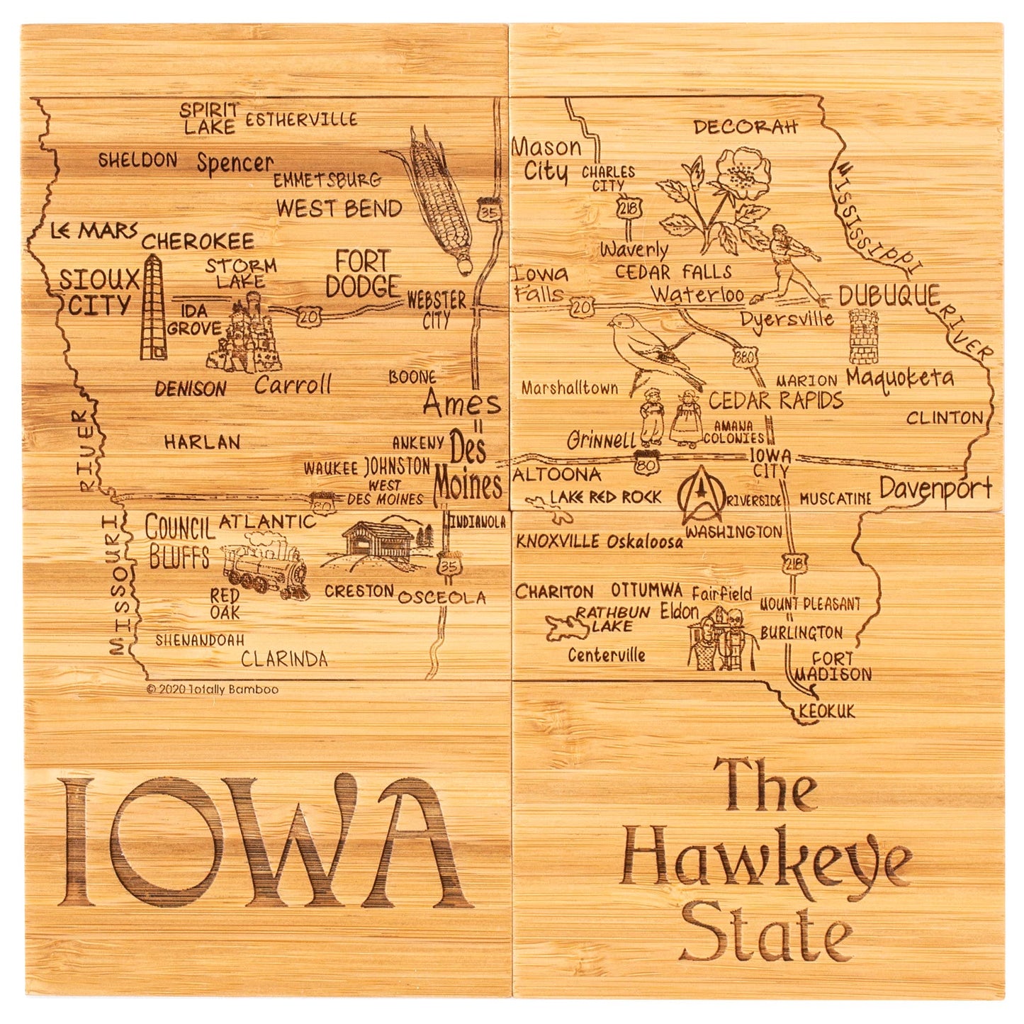 Iowa Puzzle 4-Pc. Coaster Set with Case