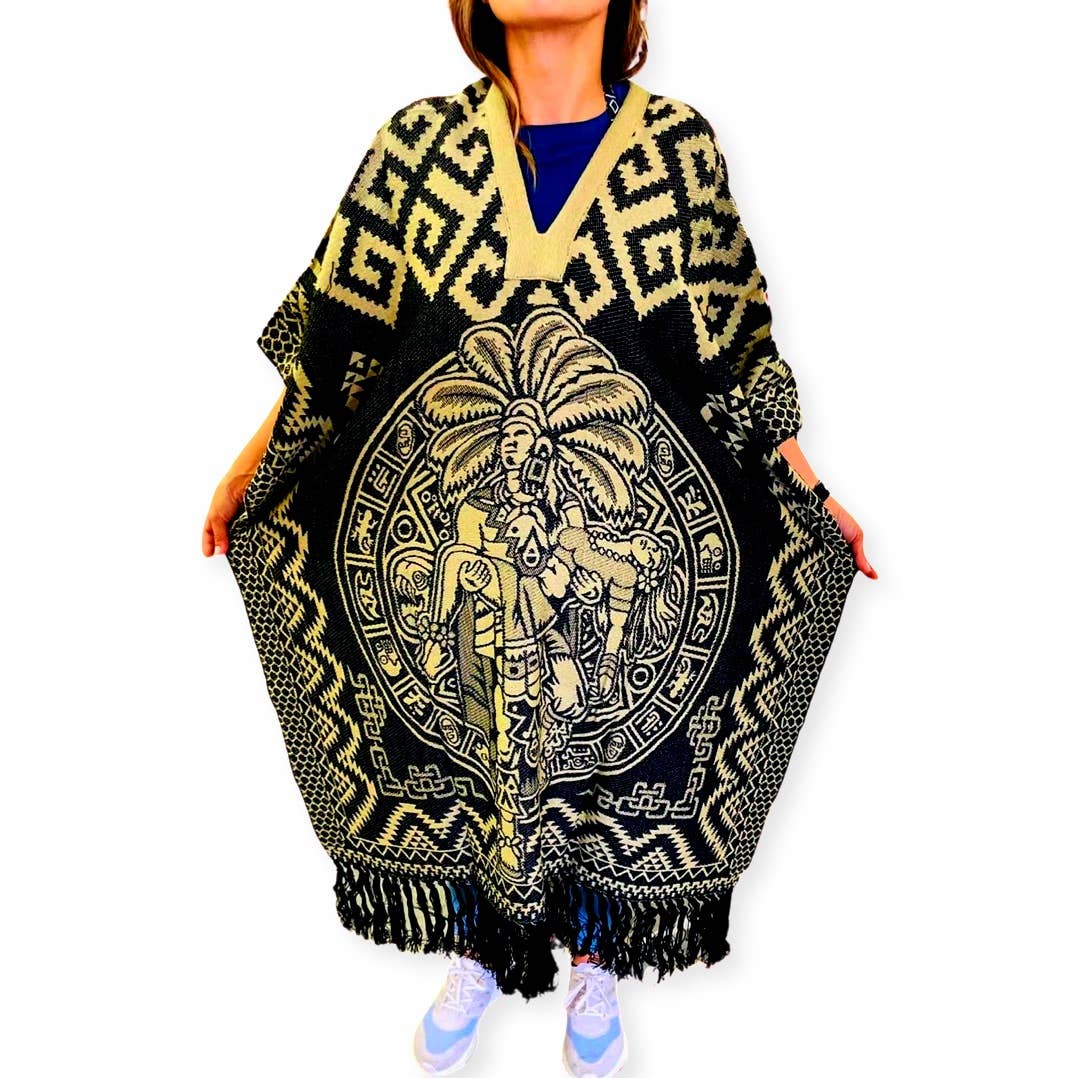 Poncho Aztec Calendar Classic Reversible