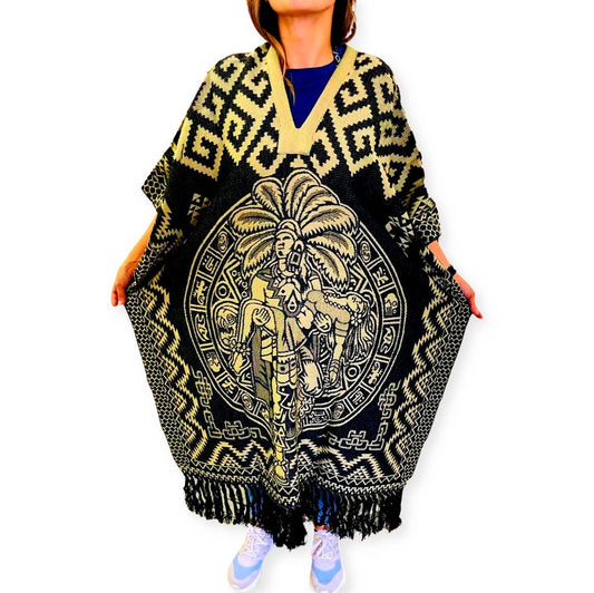 Poncho Aztec Calendar Classic Reversible