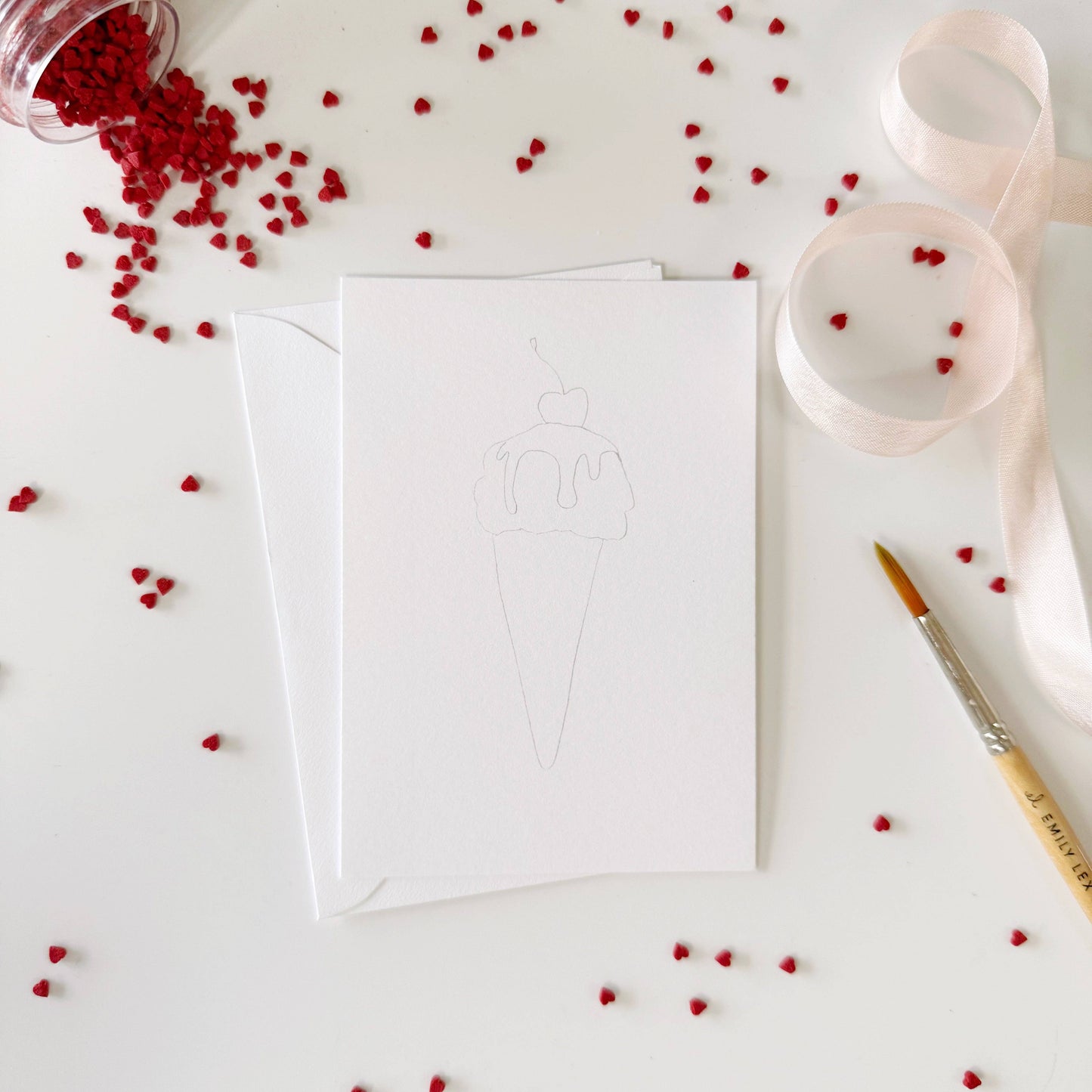 paintable watercolor notecard set Sweet treats valentines