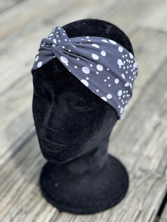 White dots on navy Headband