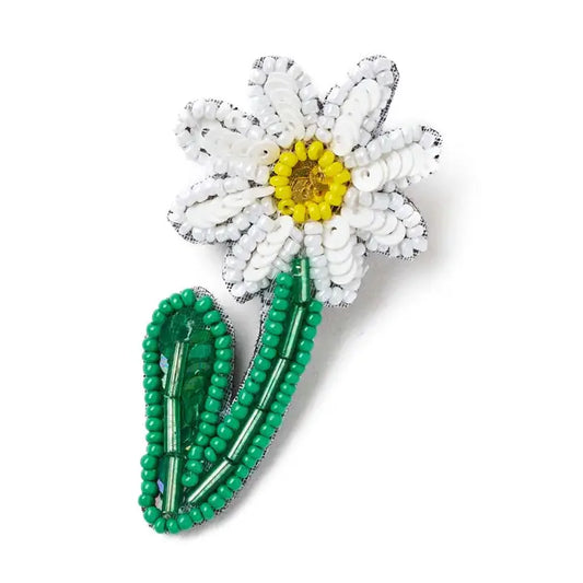 Bala Mani Beaded Daisy Brooch Pin