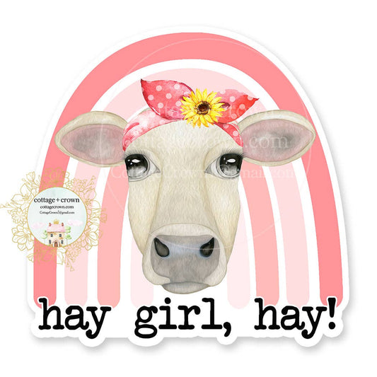 Cow Hay Girl Hay Vinyl Decal Farm Barn Sticker