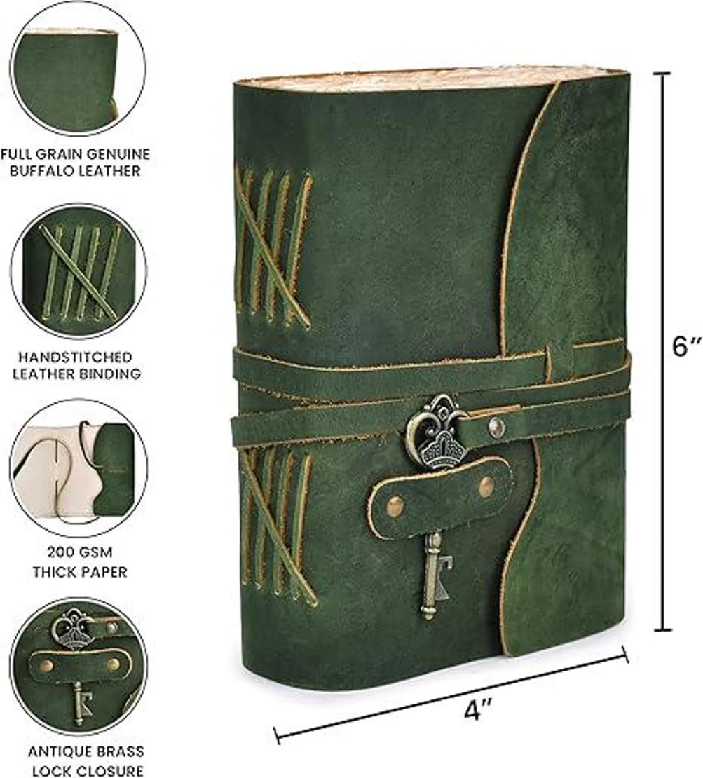 Leather journal notebook leather bound journal travel jornal with Key