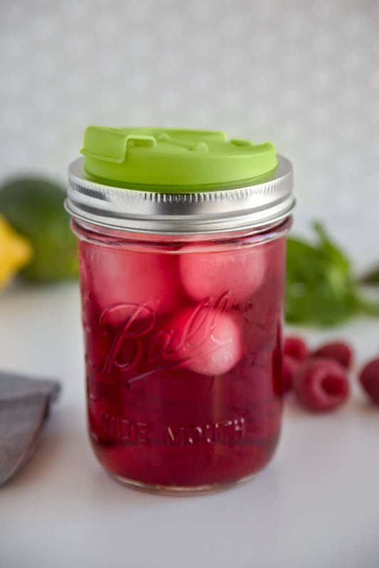 Jarware Drink Lid for Wide Mouth Mason Jar, Green