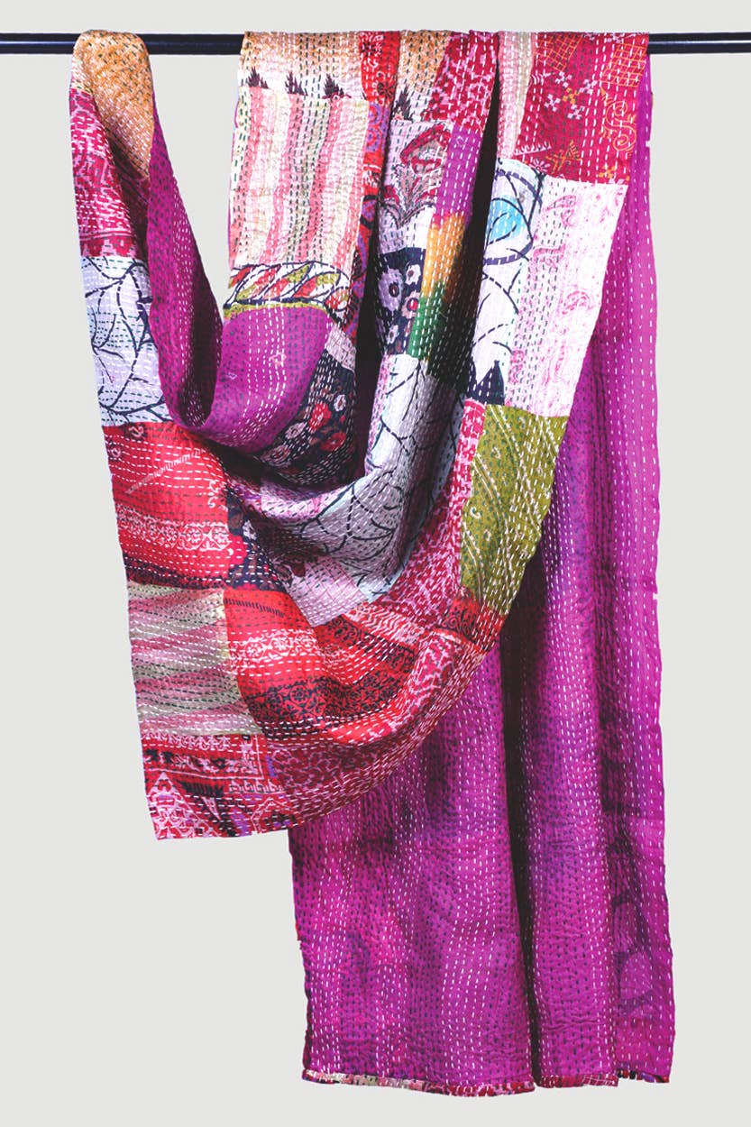 Kantha Silk Sari Patchwork Throws