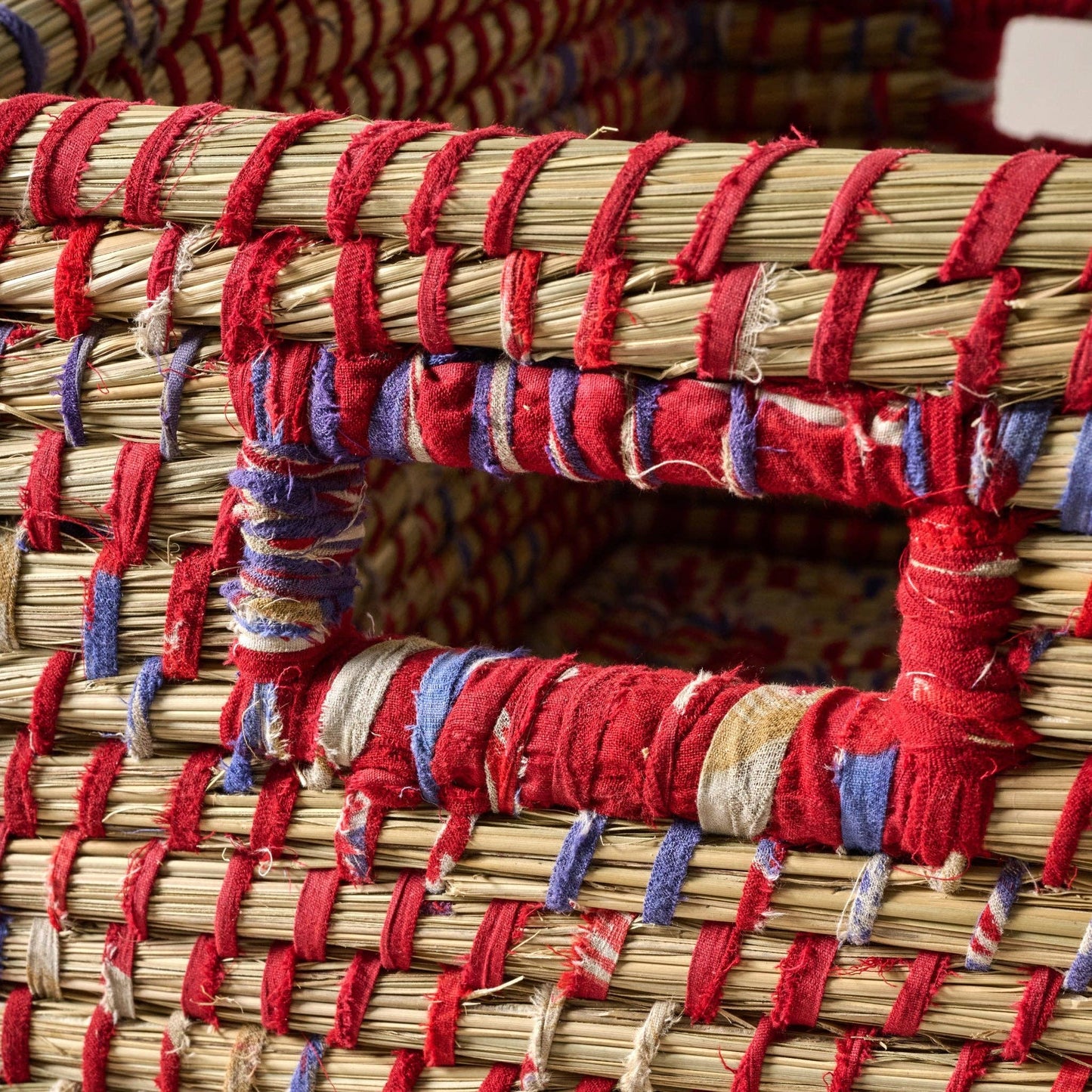 Lidded Assorted Sari Storage Basket 10.5H