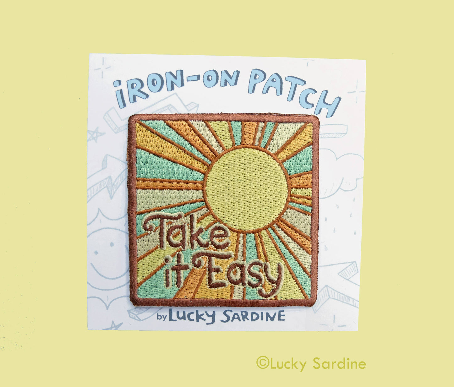 Take It Easy Sunshine, Retro 70s Embroidered Iron-On Patch