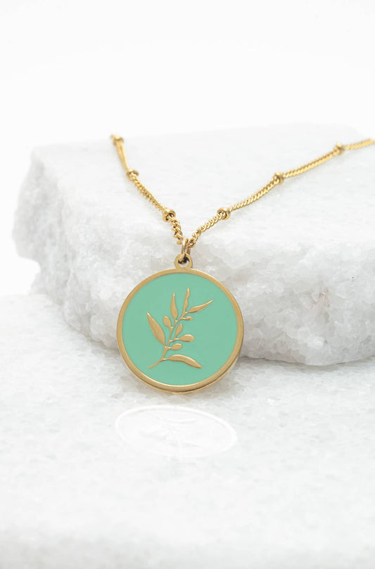 Resilience Leaf Necklace in Mint