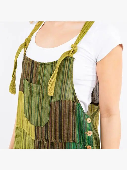 Cotton Hand Loomed Patchwork Overalls