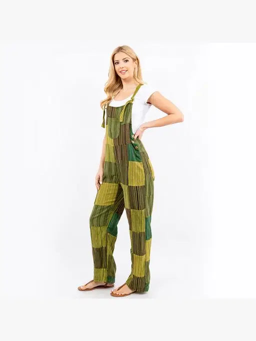 Cotton Hand Loomed Patchwork Overalls