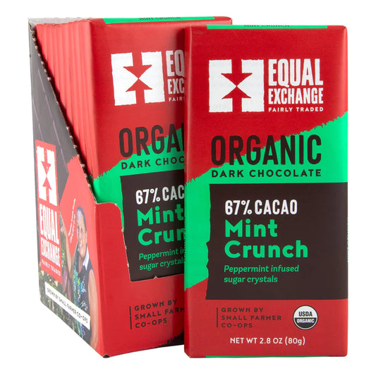 Chocolate bar Mint Crunch, Organic Dark 67% cacao