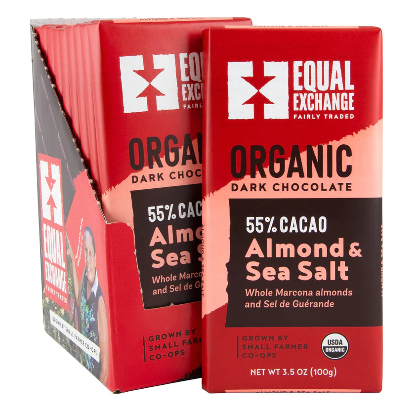 Chocolate bar Almond & Sea Salt, 55% cacao Organic Dark
